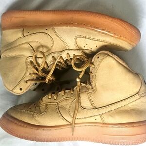 Nike Air Force 1 High Top Sneakers Size 5Y Wheat Brown -922066-203- 2017